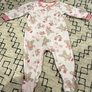 Gingerbread little girl footie PJ